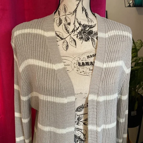DOE & RAE Striped Long Cardigan NWT LARGE - Picture 2 of 6